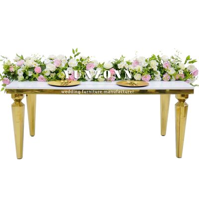 Good price Modern Rectangle Venus Gold Dining Table with Transparent Glass Top and Stainless Steel Frame for Events and Banquets online