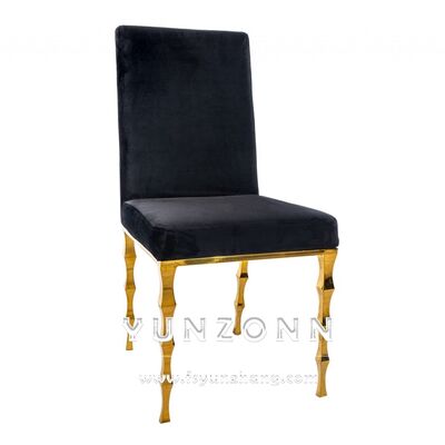 Good price Gold Bamboo Leg Hotel Chairs with Black Velvet and Stainless Steel for Weddings Parties-Velvet Wedding Chairs online