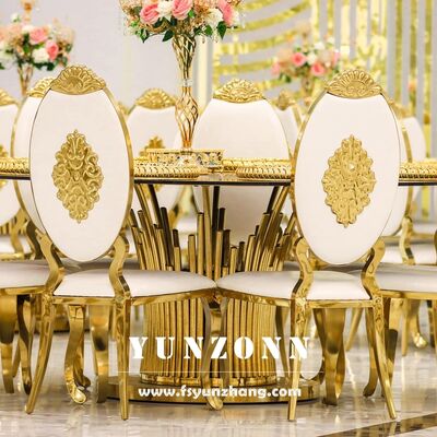 Good price Wholesale High Quality Hotel Banquet Dinning Chair Luxury Velvet Leather Metal Leg Dining Room White Gold Wedding Chairs online
