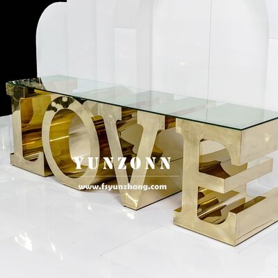 Good price Hot Sale Stainless Steel Gold Centerpieces for Wedding Events Elegant Love Table Furniture for Hotels online
