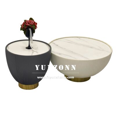 Good price Hot Sale White Round Coffee Table with Rock Slab Design for Living Room or Hotel Use online