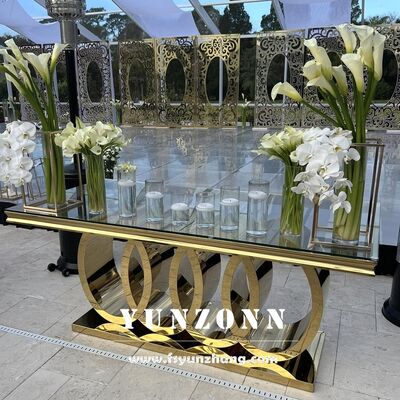 Good price Olympia Gold Modern Banquet Table Versatile Glass Furniture for Dining Hotel Kitchen Living Room Event/Party Use online