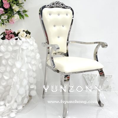 Good price Royal Style Golden Gold Stainless Steel Dining Chair New Design Crystal Button Armrest Restaurant Wedding Hotel Use online