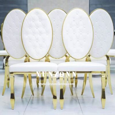 Good price Modern Round Back Metal Hotel Restaurant Banquet Chair Button Decoration PU Leather Dining Chair online