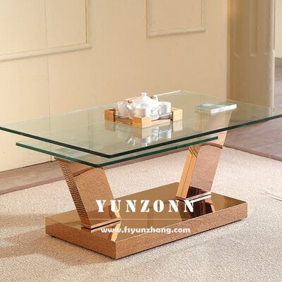 Good price Modern Rectangular Tempered Glass Top Coffee Table Swivel Stainless Steel Center Factory Direct Sale for Home Villa online