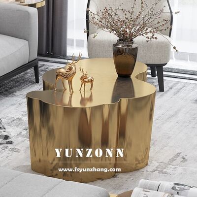 Good price YunZonn Modern Gold Mirror Stainless Steel Coffee Table Irregular Style for Living Room Dining Hotels Villas Apartments Use online