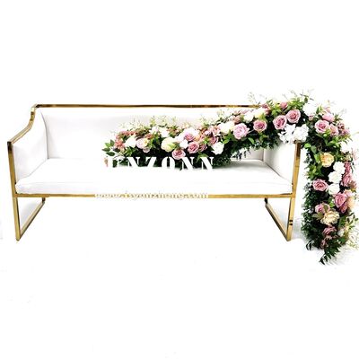 Good price Modern Stainless Steel Gold Frame White Electra Sofa Set-Bride Groom Love Seats for Hotel Living Room Dining Mall Outdoor Events online