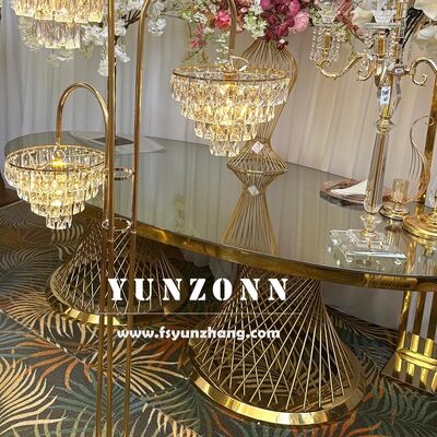 Good price Modern Stainless Steel Center Pieces for Restaurant Dining Table Oval Glass Design with Luxury Style for Outdoor Wedding Hotels online