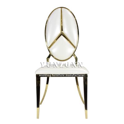 Good price Golden Stainless Steel Frame Famous Car Brand Bens Shape Oval Back Stainless Steel Dining Chair online