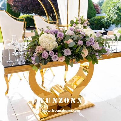 Good price Couple Gold Stainless Steel Wedding Table for Bride and Groom Farmhouse Design Style for Hall or Apartment online