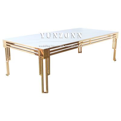 Good price Hotel Furniture Wedding Event Supplies Geometry Stainless Steel Rectangle Dining Table online