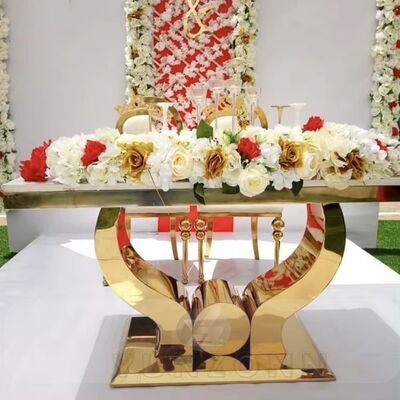 Good price Modern Gold Stainless Steel Wedding Table Furniture for Banquets Events Hotels Parties Dining Living Rooms Outdoor Use online