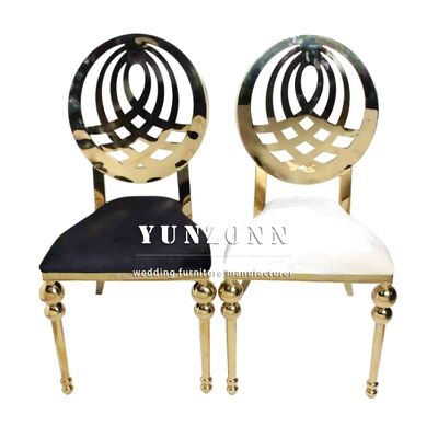 Good price White PU Leather Infinity Wedding Chair Stainless Steel Frame Rental Gold Royal Chair Hotels Banquets online
