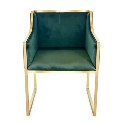 Good price Outdoor Garden Restaurant Hotel Banquet Dining Room Furniture Gold Stainless Steel Leg Fabric Velvet Dark Green Wedding Chairs online