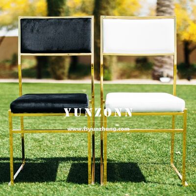 Good price Cheap Hotel Events Party Furniture PU/Velvet/Fabric Cushion Gold Stainless Steel Wedding Dining Chairs online