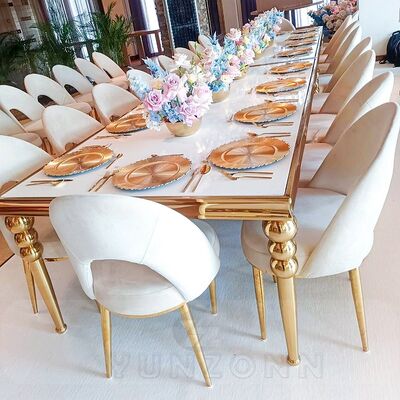 Good price Luxury Golden Stainless Steel Leg Beige Open Back Chair for Weddings Events Outdoor Banquets for Living Room Apartment Villa online