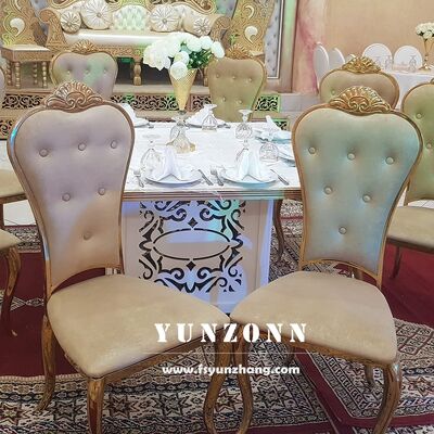 Good price Luxury Royal Crown Head Wedding Chair Event Venue White and Gold Dining Chairs online