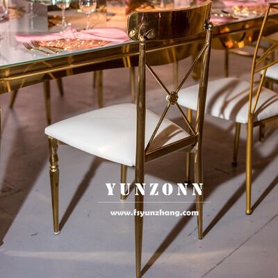 Good price Modern Gold Stainless Steel Cross Back Dining Chair Velvet Fabric for Weddings Events Rental SS Frame for Living Room Villas online