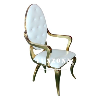 Good price Modern High-Class Steel Dining Chair PU/Velvet Upholstery Heavy Base Bridal Armchair for Reception Hotel Apartments Living Room online