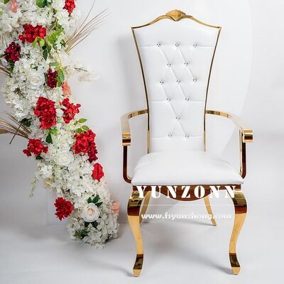 Good price Elite Gold Throne Chair With Stainless Steel Armrest Modern Velvet Leather Event Chair Weddings Banquets Parties Hotels Villas online