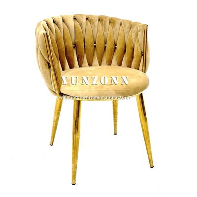 Good price Single Seater Velvet Armchair with Rope Woven Dining Chair New Design Wedding Lounge Chair for Banquets and Restaurants online