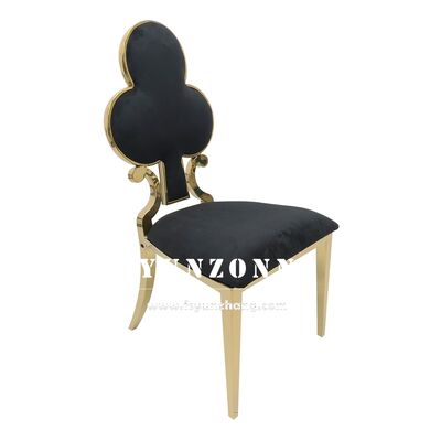 Good price Hot Sale Black Velvet Poker Banquet Chair Golden Stainless Poker Luxury Wedding Chairs Events for Sale online