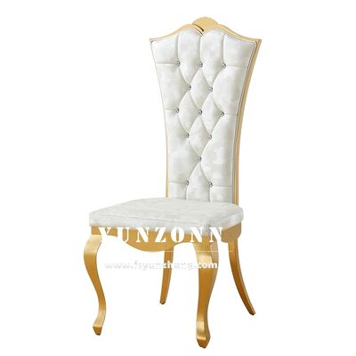 Good price High Back Hotel Dining Banquet Chair in Gold Stainless Steel for Wedding Reception for Groom and Bride online