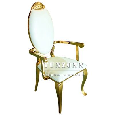 Good price Luxury High Back Golden Frame Stainless Steel Wedding Bride Events Chair with Armrest online