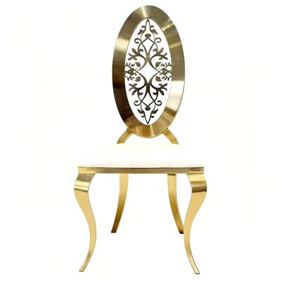 Good price Wholesale Banquet Party Event Furniture Round Flower Back Gold Stackable Event Stainless Steel Chairs online
