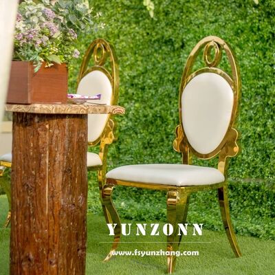 Good price Modern Gold Oval Back Wedding Dining Chair Wholesale Stainless Steel Furniture for Banquets and Hotels online