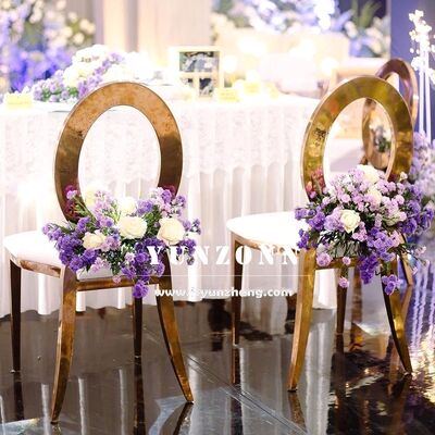 Good price Hot Sale Modern Style Gold Ring Back Chair for Marriage Wholesale Price Stainless Steel Banquet Furniture for Hotels online