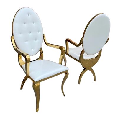 Good price Elegant Royal Furniture Stainless Steel Wedding Armrest Chair High Back Party Throne Chair for Bride and Groom online
