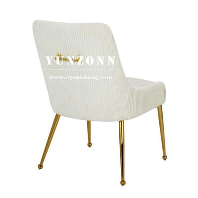 Good price Luxury Hotel Gold Stainless Steel Tubular Tufted Handel Line Back Beige Velvet Upholstered Dining Chairs for Diner Room online