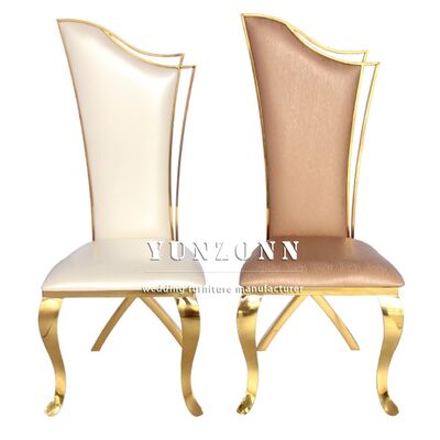 Good price Factory Wholesale Stainless Steel Party Chairs High Back Wedding Chairs for Bride and Groom Hotel Dining Chairs for Reception online