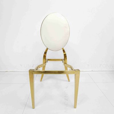 Good price Classic PU Cushion Wedding Banquet Chair White Metal Dining Room Chairs Dismantle Model online