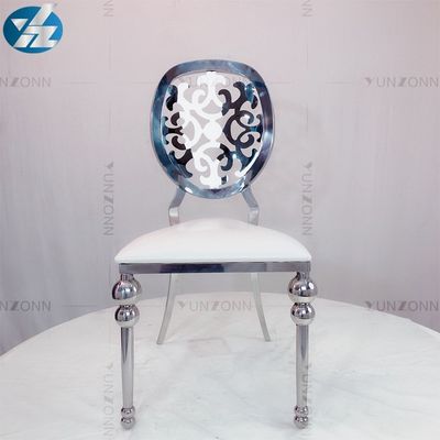 Good price Artistic dining chair round back with flower design disassembly style stainless steel online