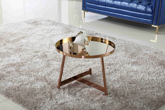 Good price Interior Stainless Steel Shining Coffee Table Round Rose Gold Living Room Furniture online