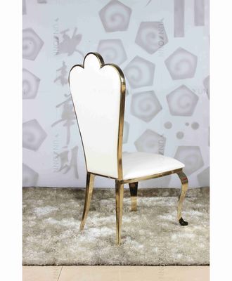 Good price White PU wholesale banquet chairs wedding stainless steel gold chair online