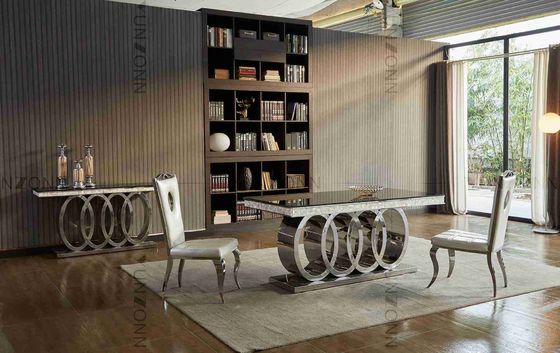 Good price Heavy Base Luxury Modern Dining Tables Black Glass Top Dining Table L200xW100xH75cm online