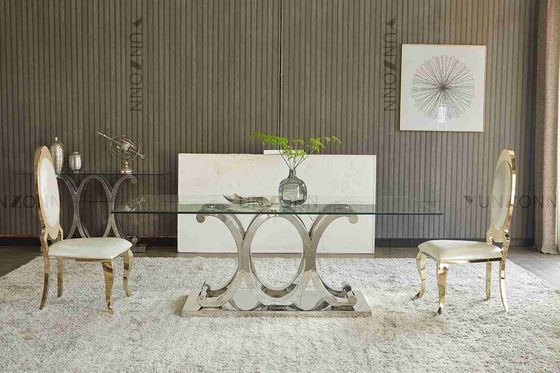 Good price Modern 10 Seaters SS Dining Table With Tempered Glass Removable online