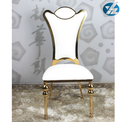 Good price 55X60X110 SS Upholstered Dining Chair Gold Plated Hotel Wedding Event Chairs online