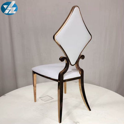 Good price Luxury 50X55X107 SS Diamond Wedding Golden Dining Chair OEM White online