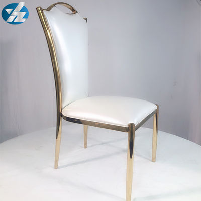 Good price Chrome SS Wedding Banquet Chair Upholstered Gold Dining Room Chair online