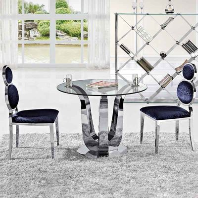 Good price Antique Glam Silver Luxury Modern Dining Tables D150XH75 Glass Top Dining Table online