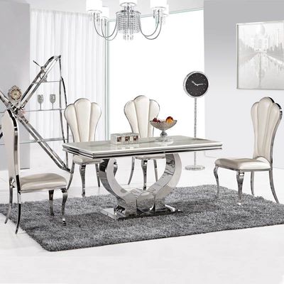 Good price Stainless Steel Frame Heavy Metal Base Dining Table 115KGS OEM L200xW100xH75cm online