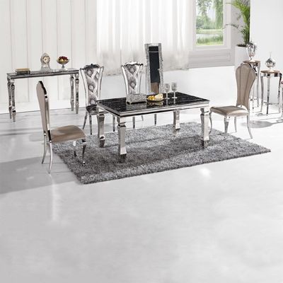 Good price Marble Luxury Modern Dining Tables Prismatic Table Leg 8 Seaters Home Furniture Silver online