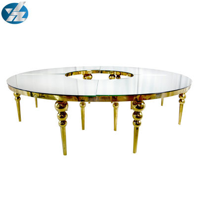 Good price SS Round Curved Gold Rent Wedding Dining Table Hotel Event Big Tables D340XH75 online