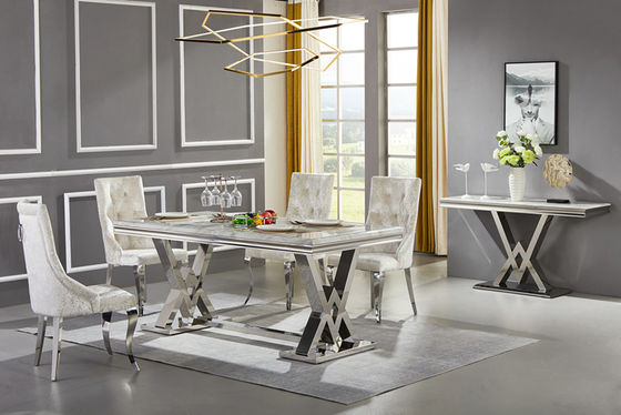 Good price Nordic Marble Modern Luxe Stainless Steel Leg Dining Table Restaurant High End online