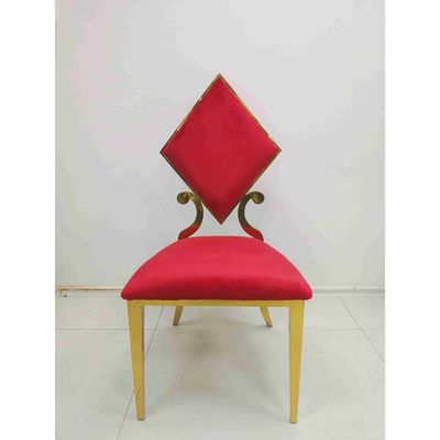 Good price Prismatic Poker Wedding Banquet Chair Red Color Stainless Steel Frame online